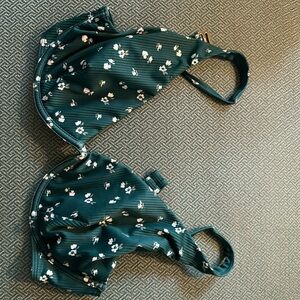 Hollister Green and White Bikini with Adjustable Straps